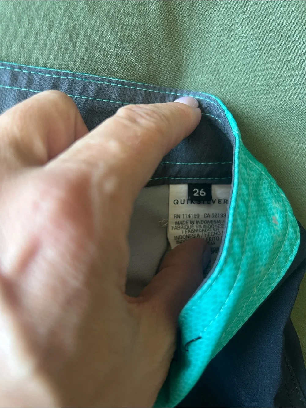 Quiksilver Black Swim Shorts with Teal & Blue Gradient Waistband